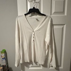 Beautiful white Henley type long sleeve